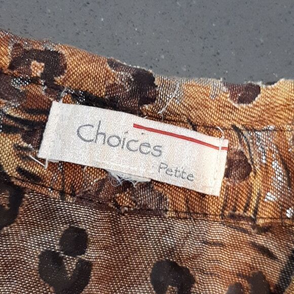 Choices Petite Leopard Print Sheer Button Down Shirt - Picture 6 of 10